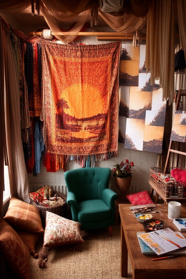 vibrant hanging textiles creativity