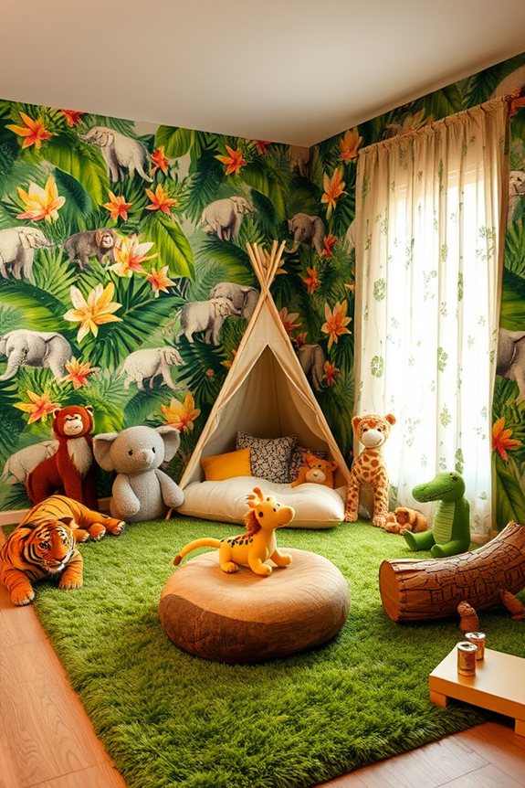 vibrant jungle safari decor
