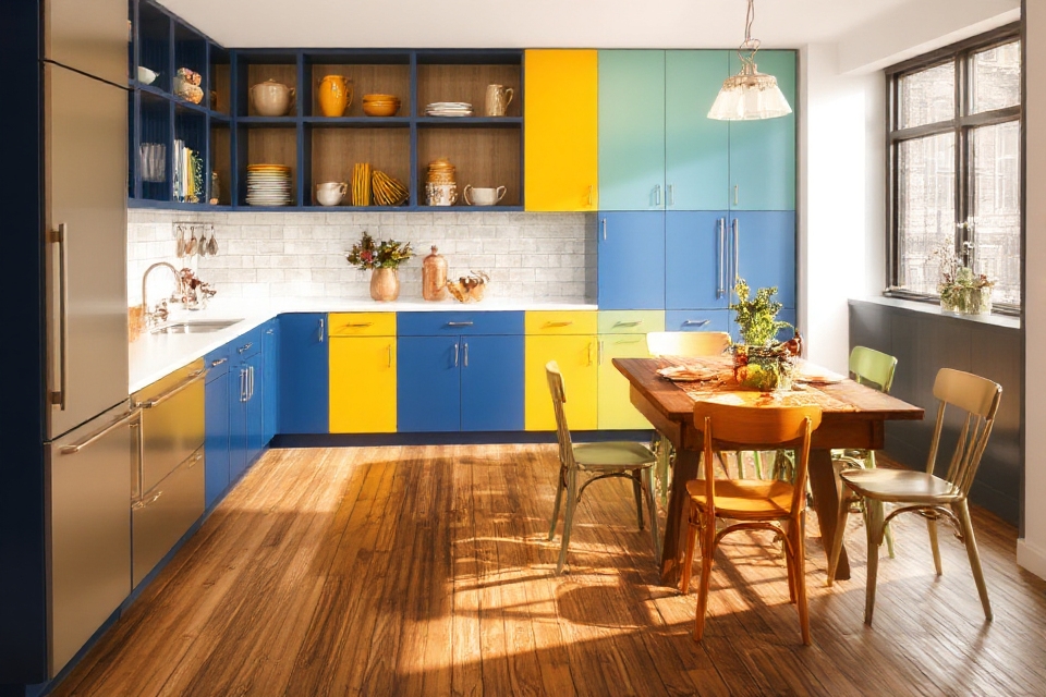 vibrant kitchen cabinet colors