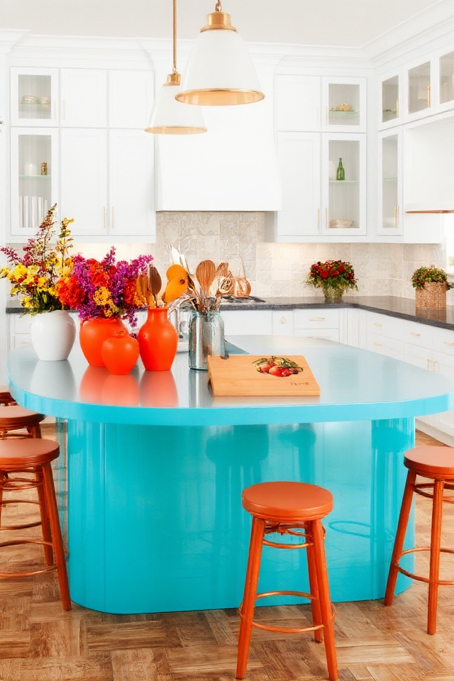 vibrant kitchen island decor