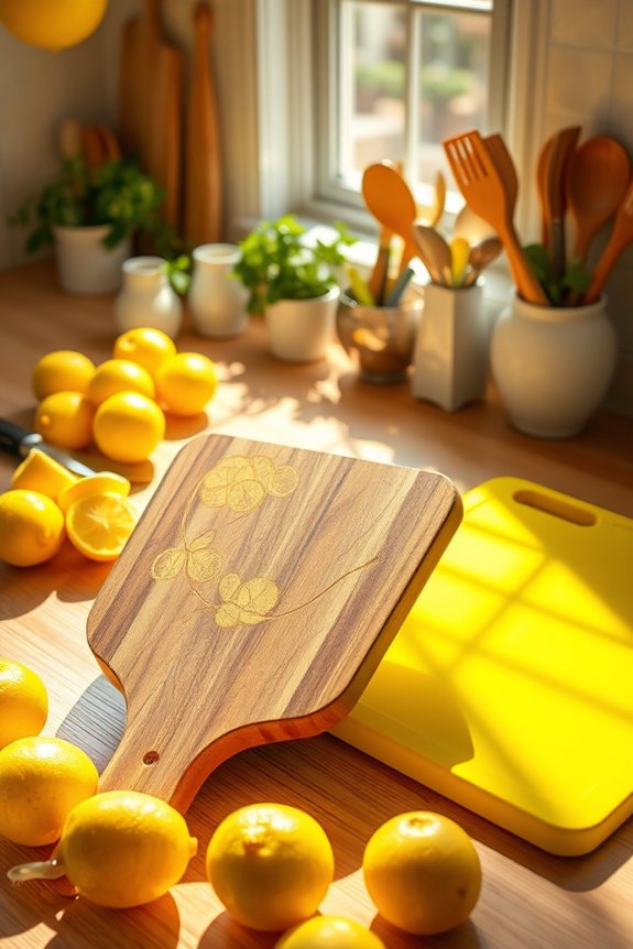 vibrant lemon themed cutting boards