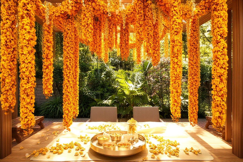 vibrant marigold jasmine garlands