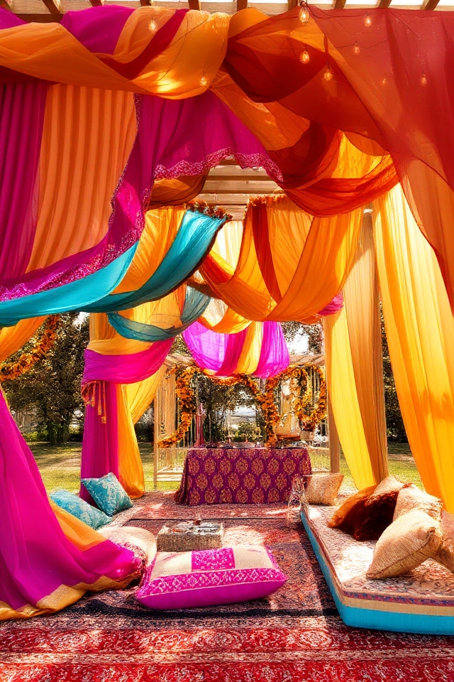 vibrant mehendi celebration decor