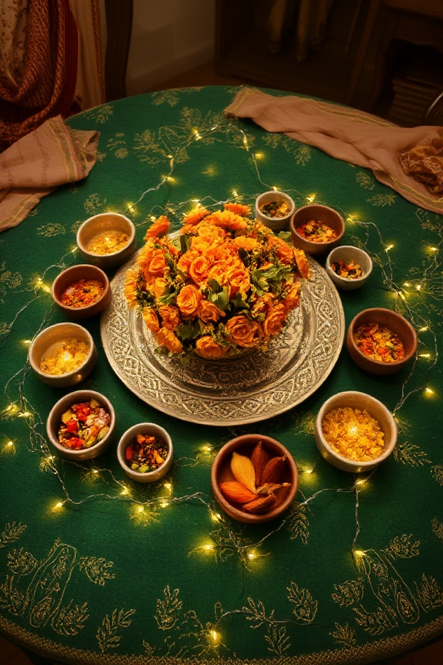 vibrant mehendi centerpiece designs