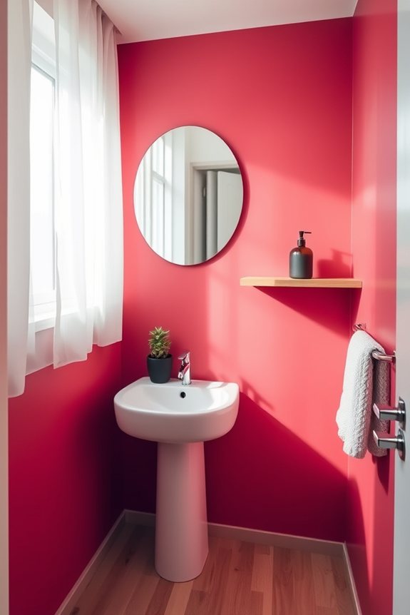 vibrant minimalist powder room
