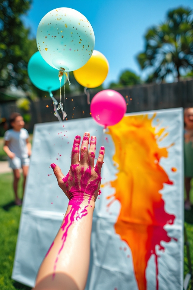 vibrant outdoor paint activity