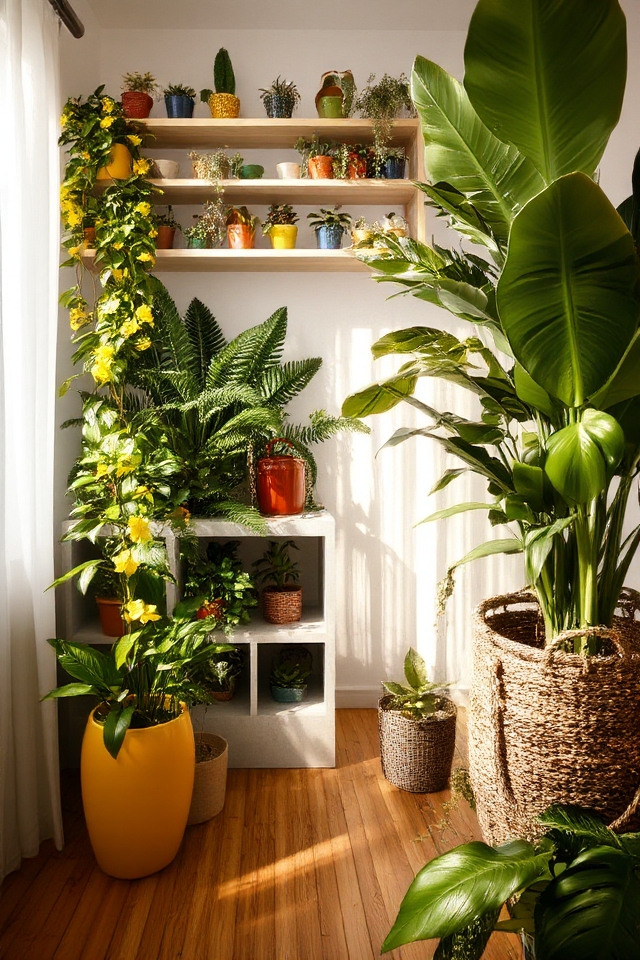 vibrant plants varied heights