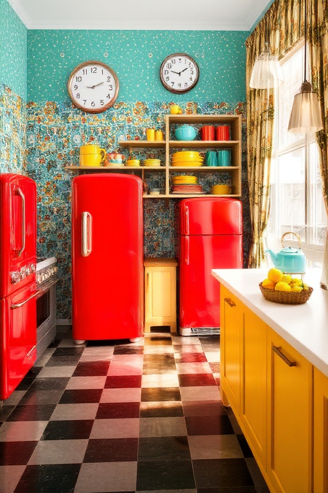 vibrant playful retro kitchens