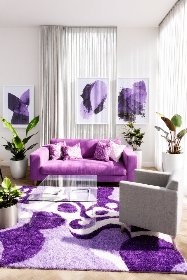 vibrant purple geometric decor