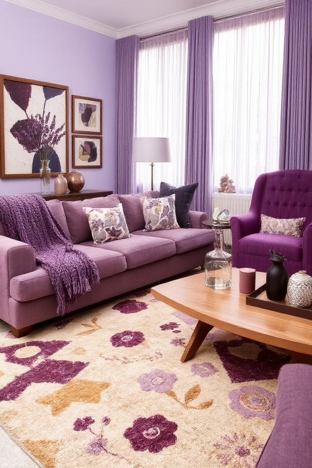 vibrant purple living room