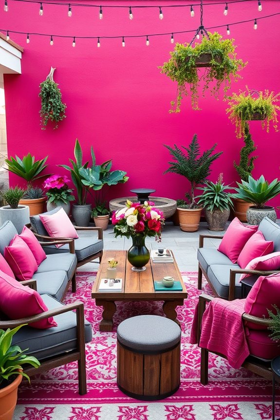 vibrant raspberry outdoor oasis