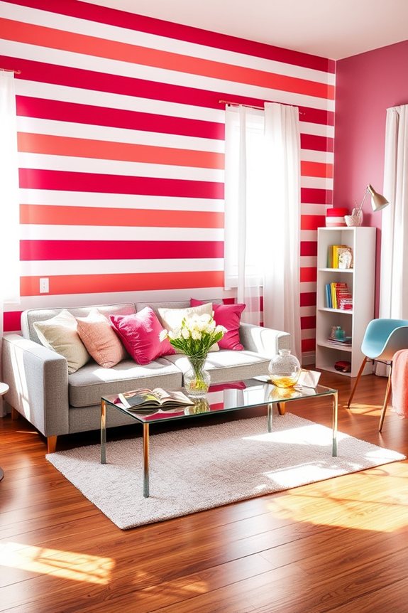 vibrant raspberry stripe decor