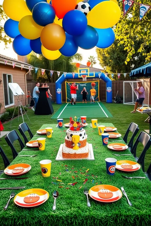 vibrant sports themed birthday celebration
