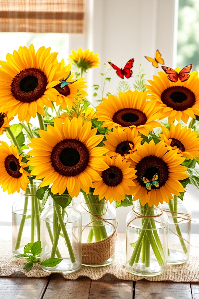 vibrant sunflower centerpiece decor