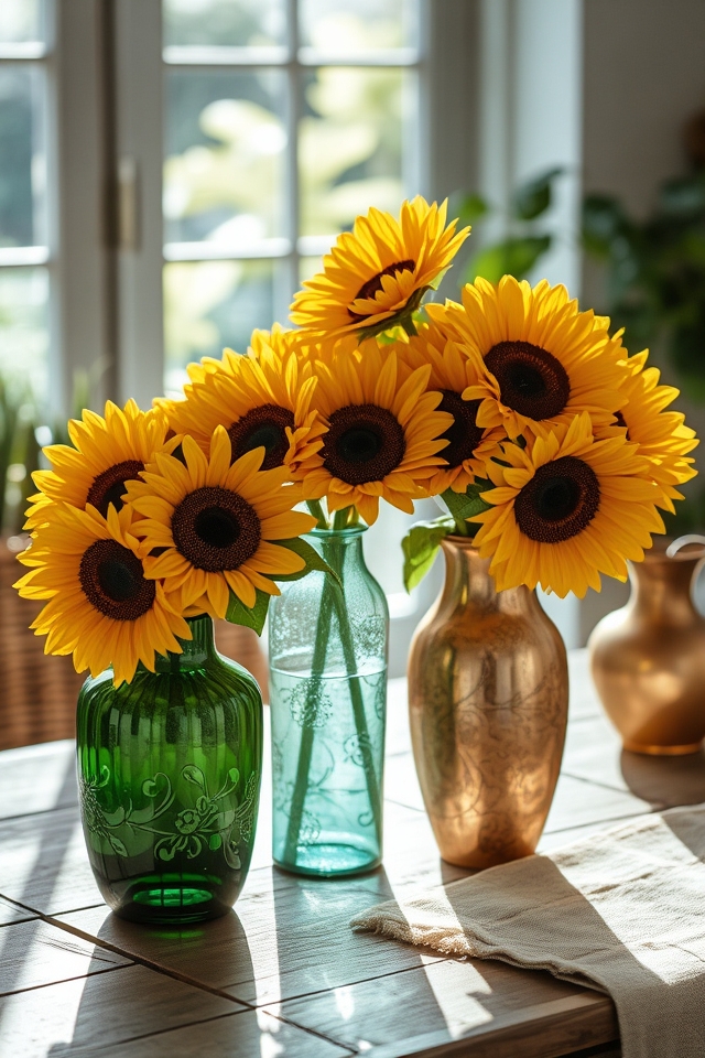 vibrant sunflower vase decor