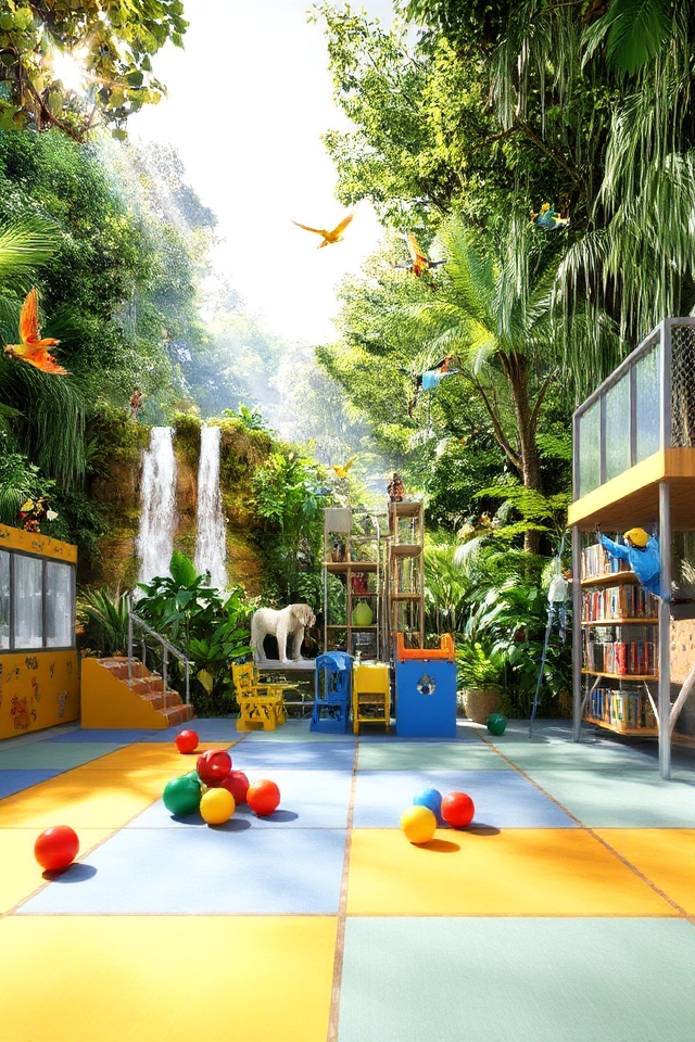 vibrant themed gym murals