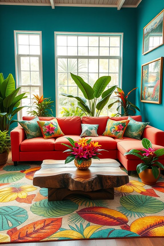 vibrant tropical living room
