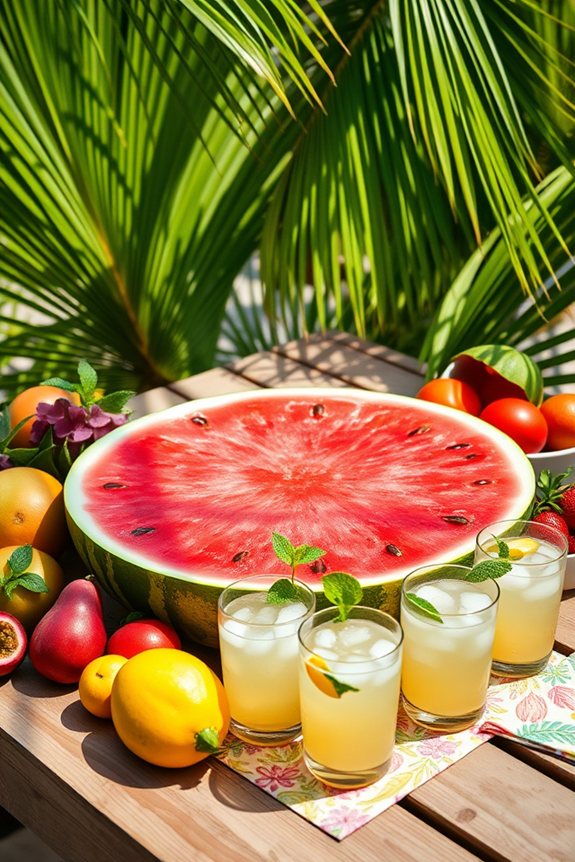 vibrant tropical serving trays