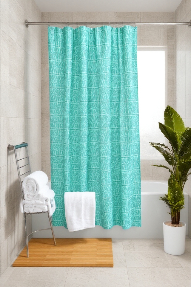 vibrant turquoise bathroom focal
