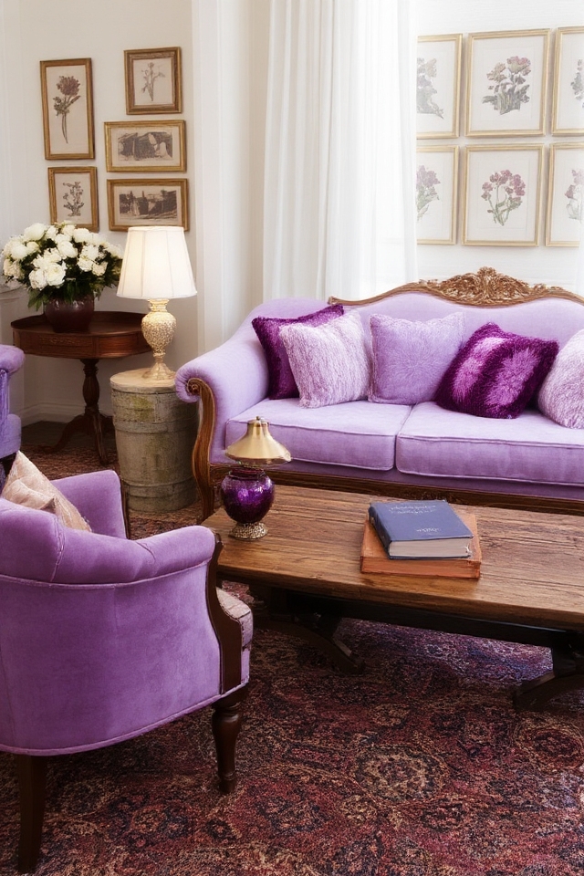 vintage purple decor pieces