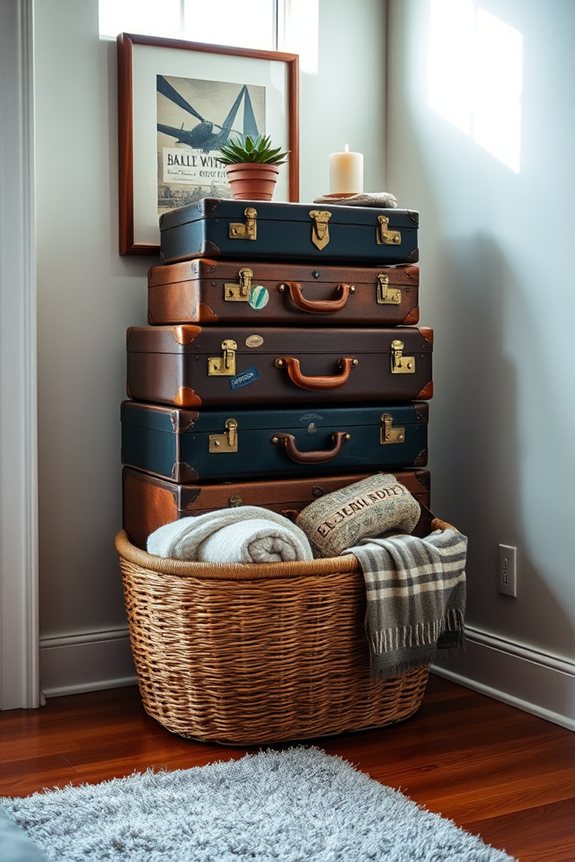 vintage suitcase corner display