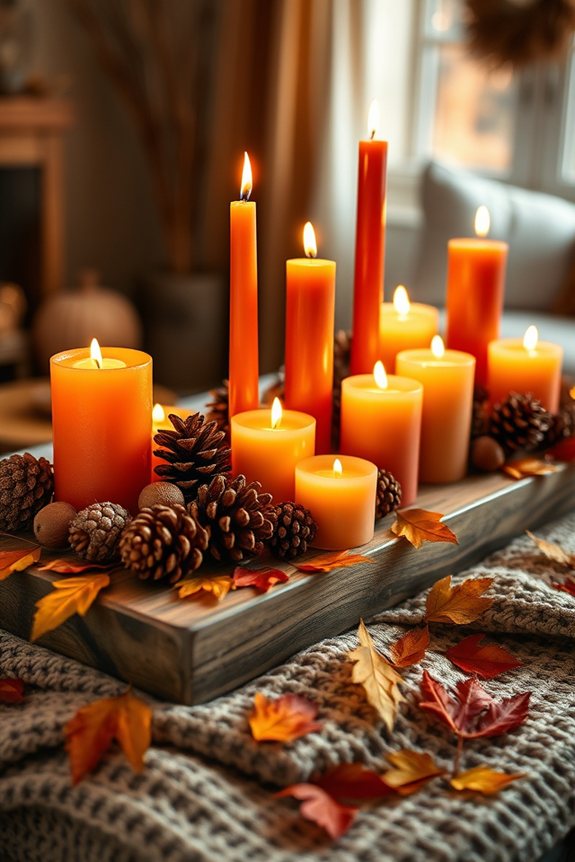 warm autumn candle centerpiece