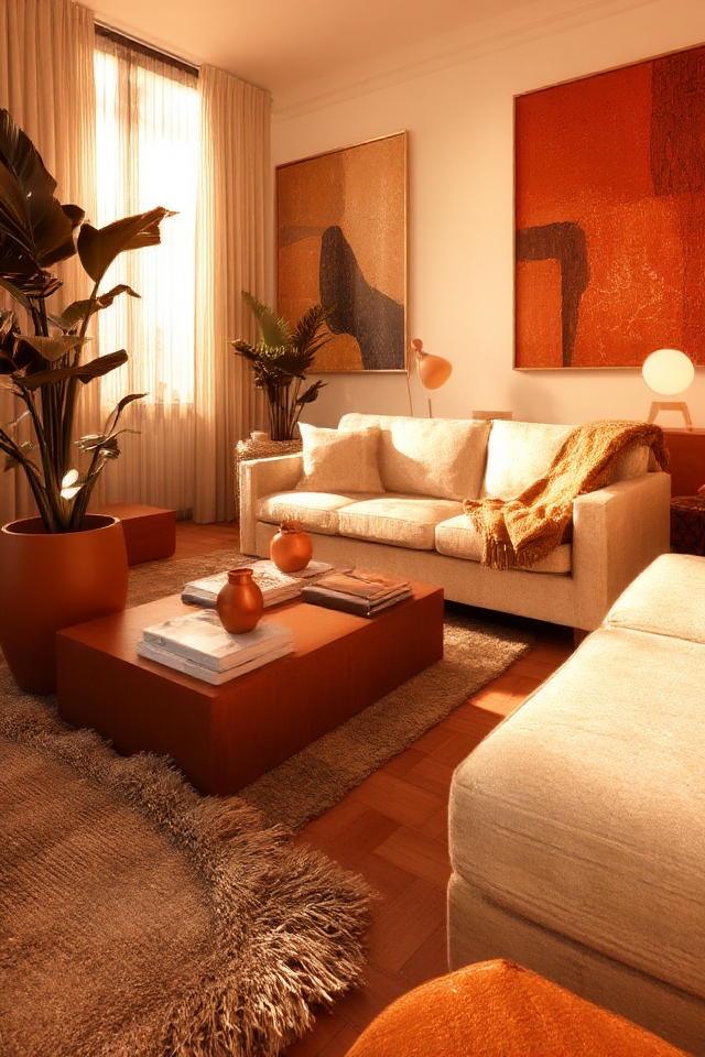 warm terracotta living room
