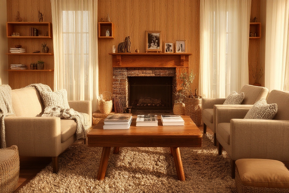 warm wood accents enhance comfort