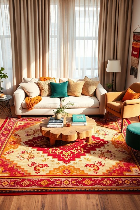 warmth through textured rugs