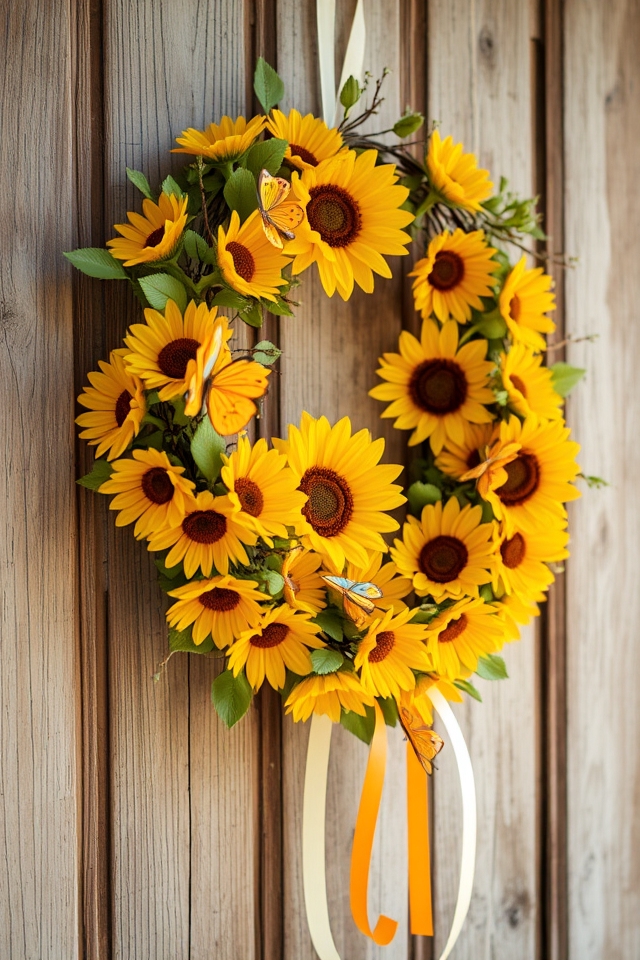 whimsical sunflower wreath decorations