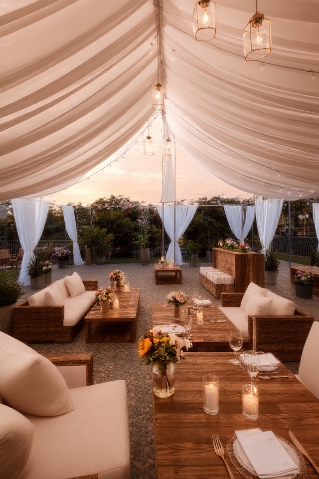 whimsical tented outdoor celebration
