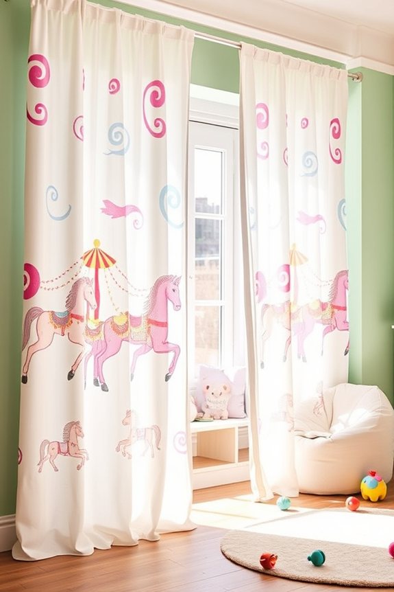 whimsical vibrant carousel curtains