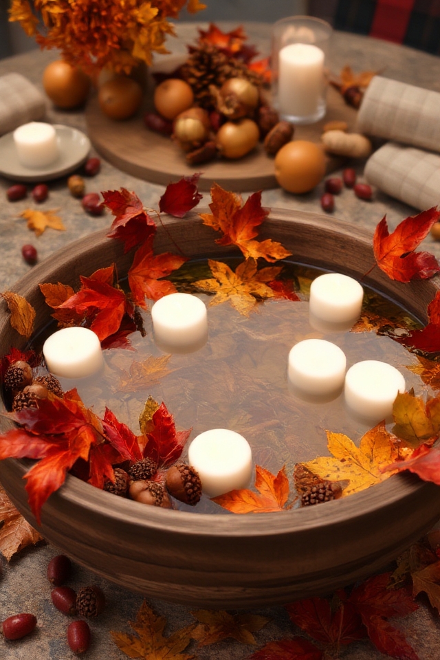 autumn floating candle centerpiece