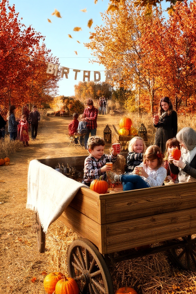 autumn hayride birthday celebration