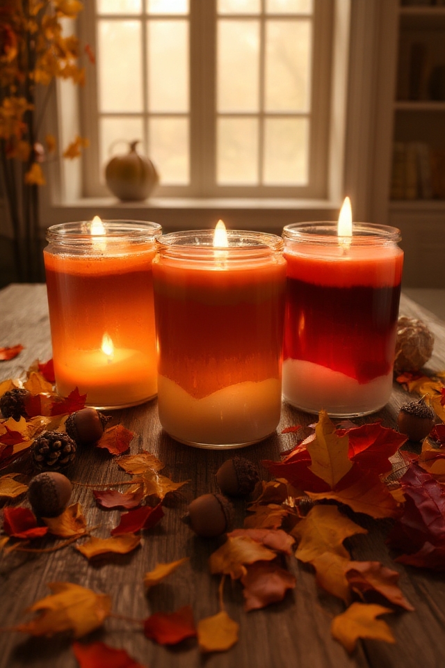 autumn inspired layered candles