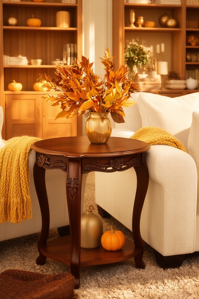 autumn inspired side table accents