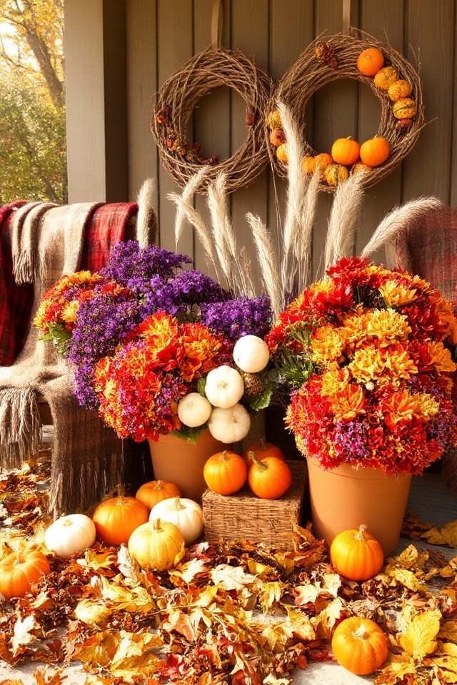 autumn porch floral display