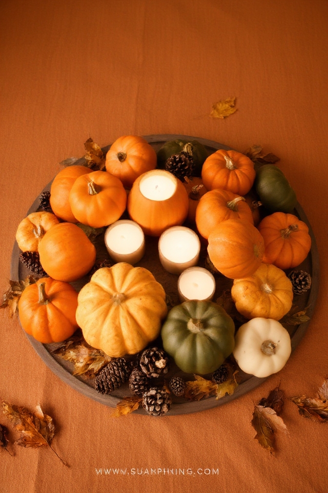 autumn pumpkin centerpiece display