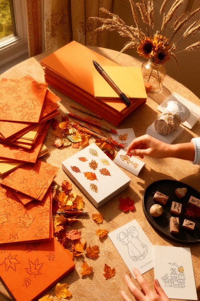 autumn themed personalized cards