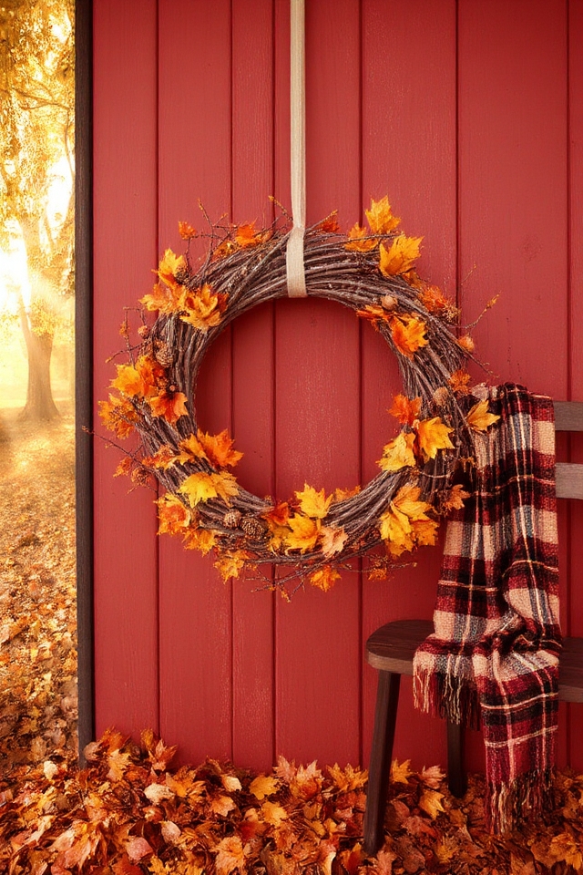 autumn wreath with natural elements
