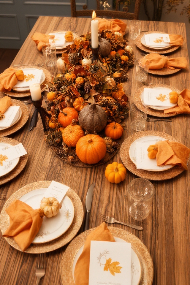autumnal themed gathering decor