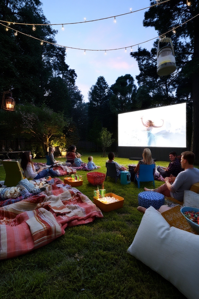 backyard movie night setup