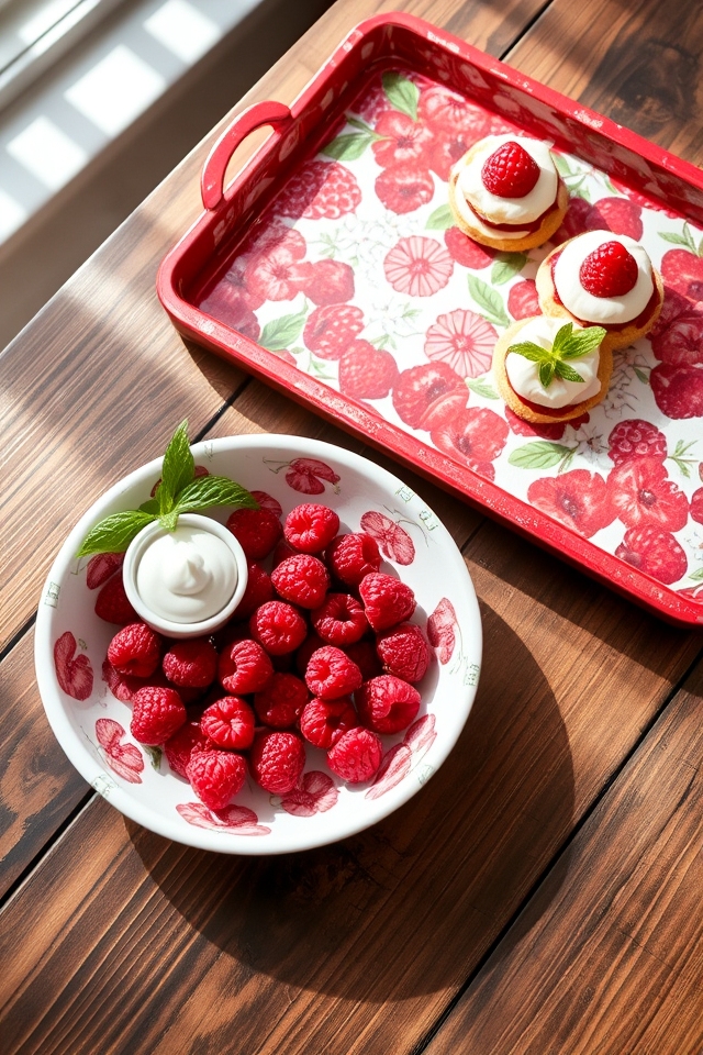berry themed decorative trays
