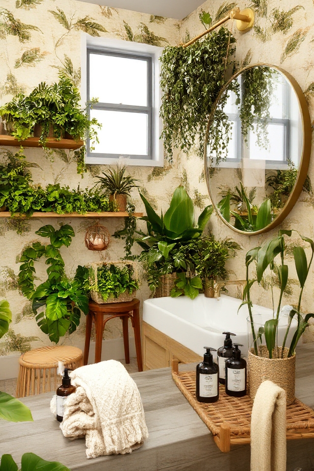 botanical themed bathroom transformation