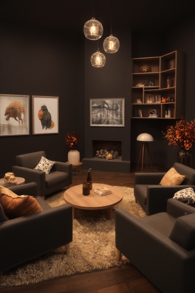 charcoal walls maple accents