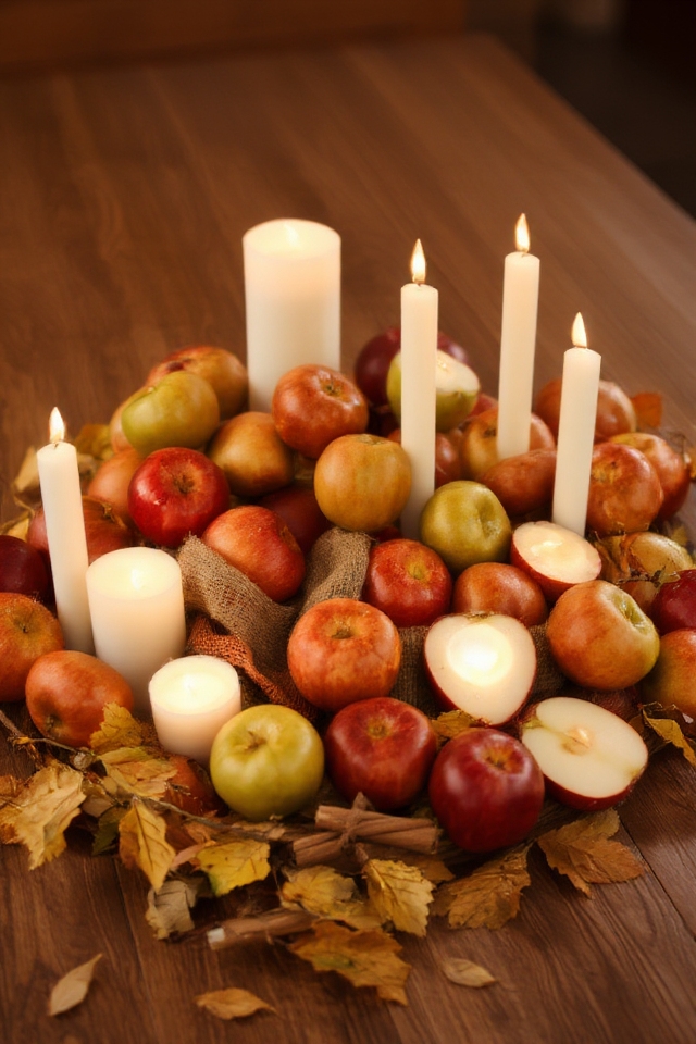 charming autumn candle display