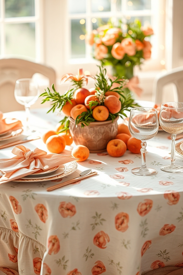 charming peach patterned tablecloths