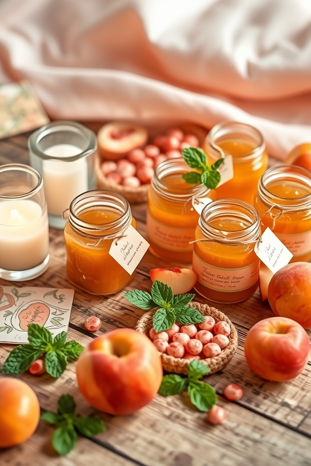 charming peach themed party favors