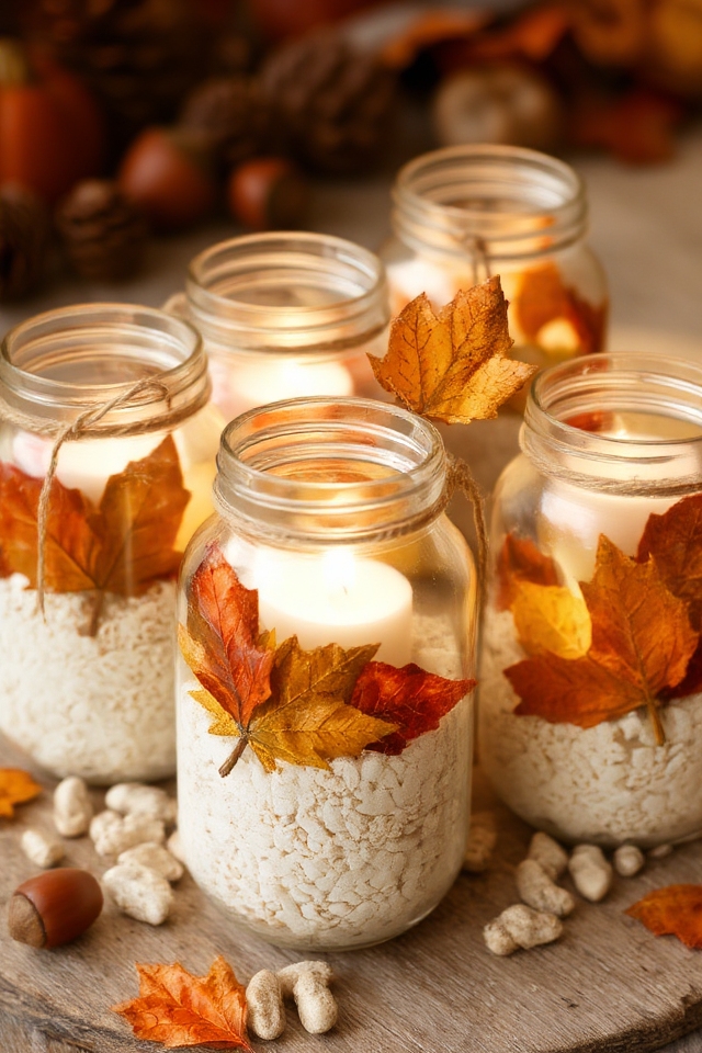 charming rustic autumn candle holders