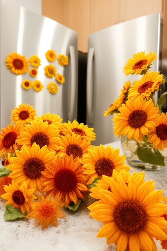 cheerful kitchen sunflower magnets